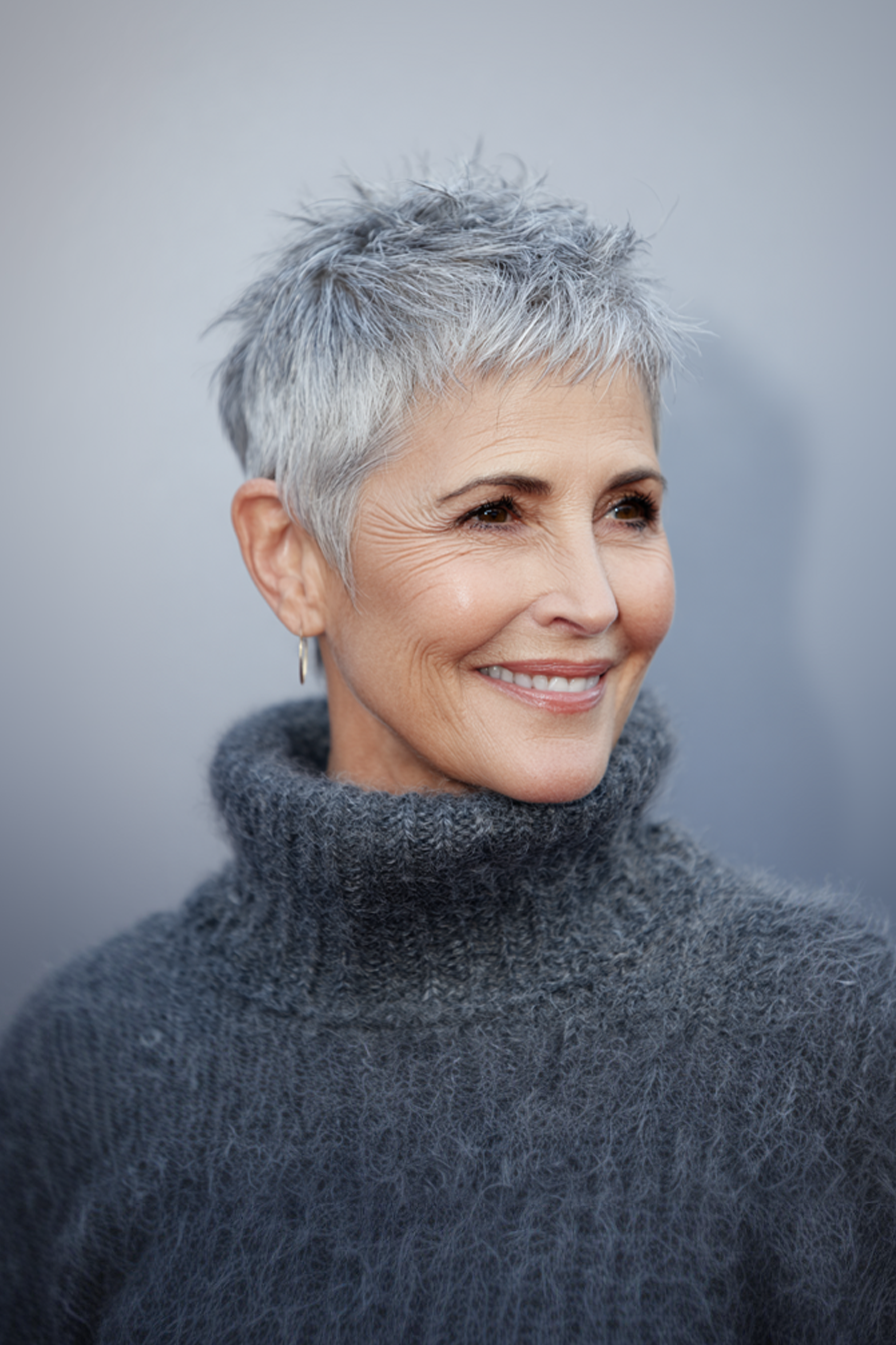 5. Salz- und Passper-Mikroernte (sehr kurze Frisuren für Frauen über 50)-Sehr kurze Frisuren für Frauen über 50