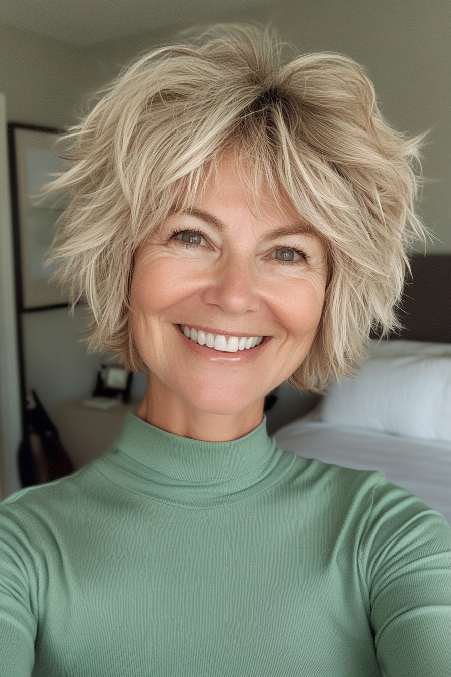 5. Sandy Blonde Rasierer Shag (kurze Shag -Haarschnitte für Frauen über 60) - kurze Shag -Haarschnitte für Frauen über 60