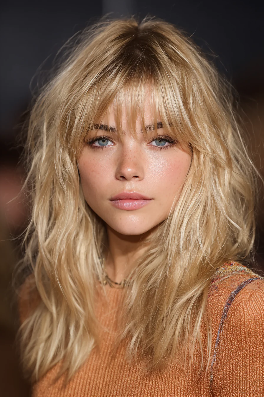 5. Sandy Blonde Shag (Schulterlange Frisuren für dickes Haar) – Schulterlange Frisuren für dickes Haar