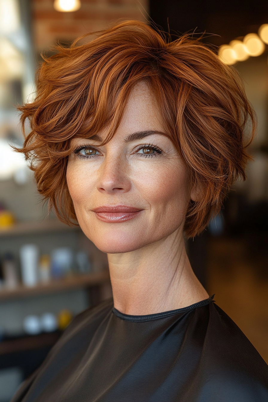 5. Seitengewehrte in warmem Auburn (kühle Haarschnitte für Frauen über 50) - Kühle Haarschnitte für Frauen über 50