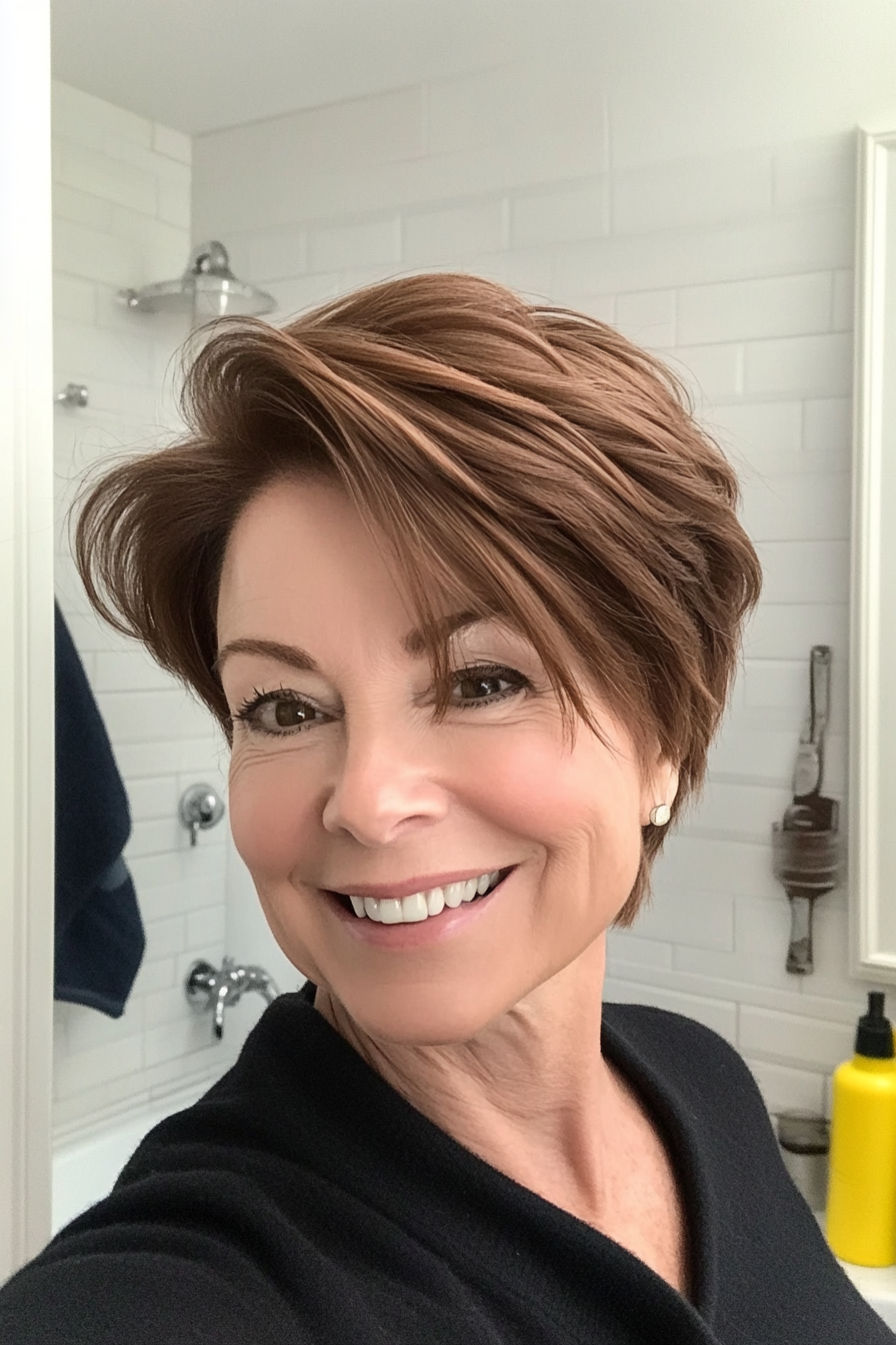 5. Weiche Kastanienernte (elegante kurze Frisuren für ältere Frauen) - elegante kurze Frisuren für ältere Frauen