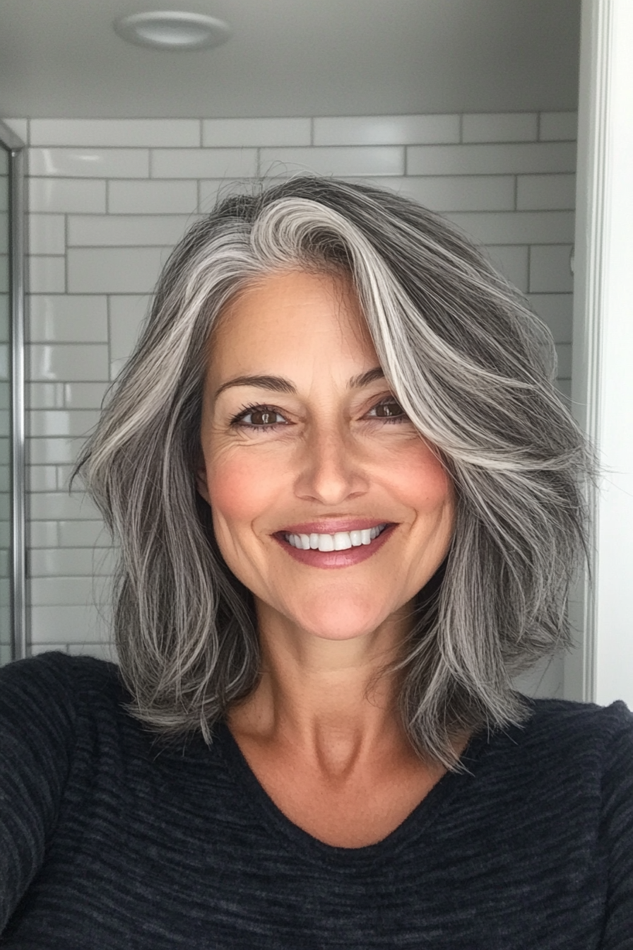 5. Tapered Salz und Pfefferernte (schicke Frisuren für Frauen über 50) - schicke Frisuren für Frauen über 50