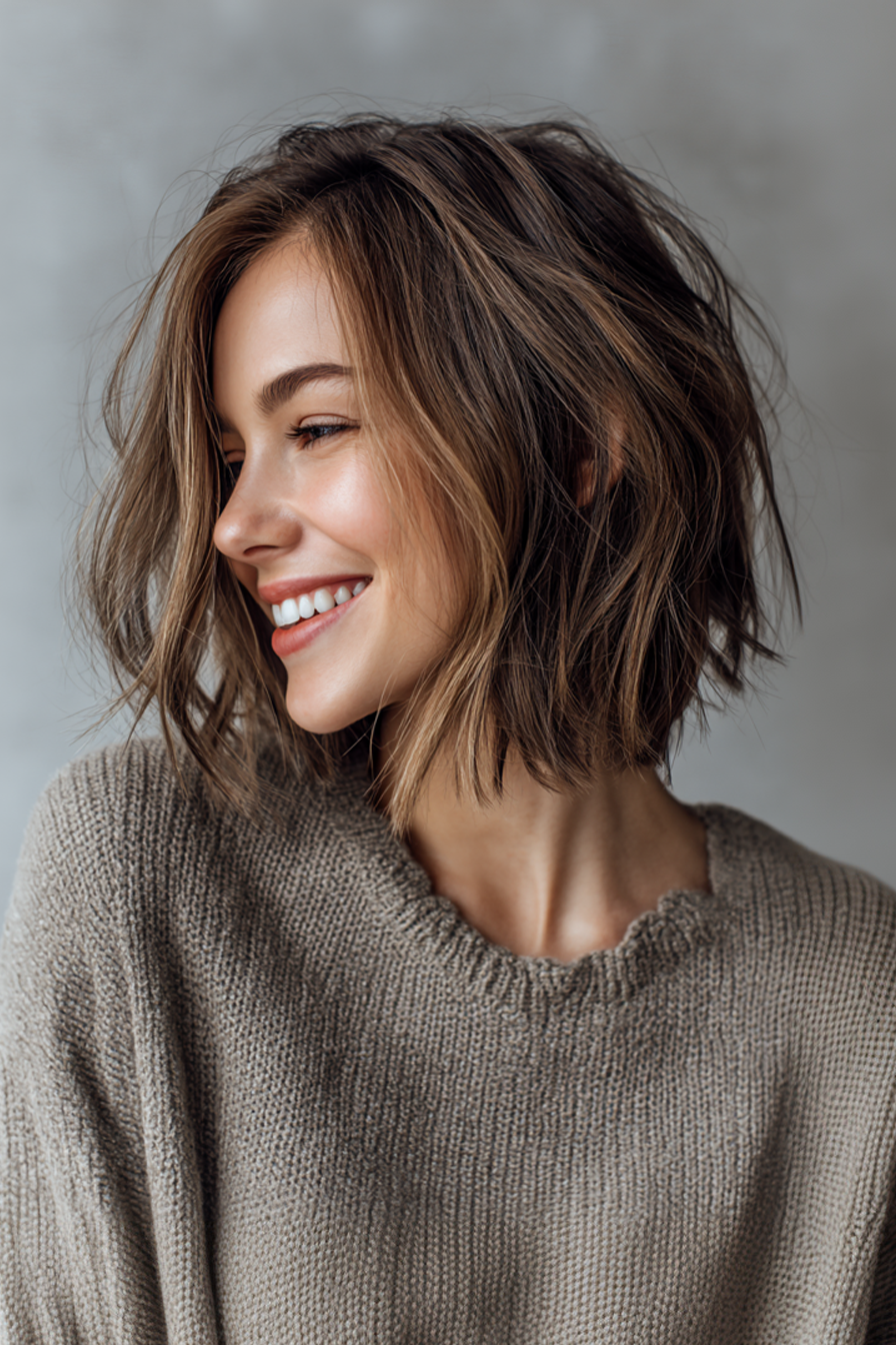 5. strukturierter Bob mit aschbraunem Balayage (jugendliche Frisuren) - jugendliche Frisuren