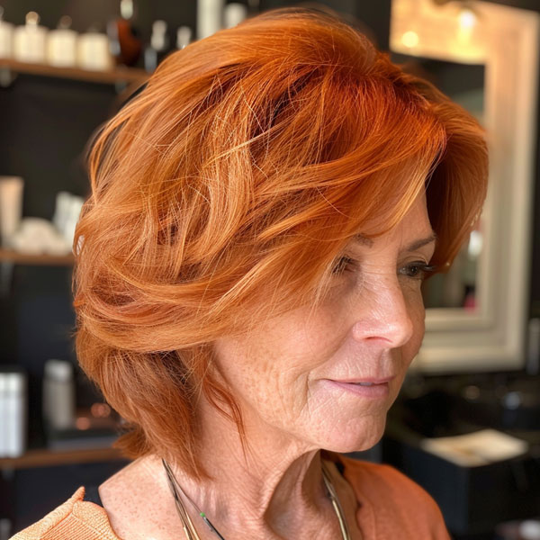 Feury Layered Bob, Bob Haarschnitt für Frauen über 60, Bob Frisur für Frau über 60