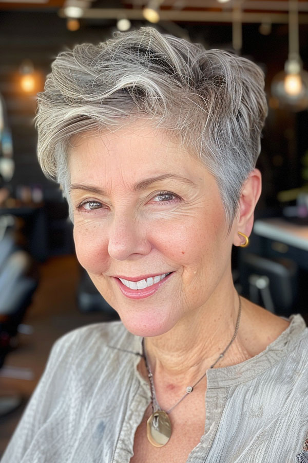 Strukturierte silberne Asche kurze Pixie