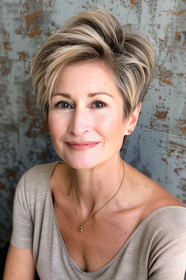 Voluminöse blonde Pixie