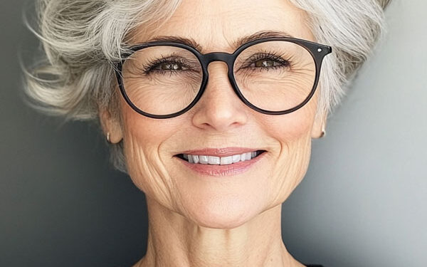 19 kurze Haarschnitte für Frauen über 60 mit Brille