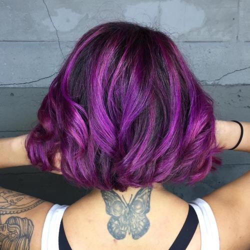 Violet Balayage Bob für Brünette