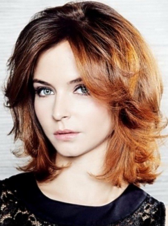 Mittlere Ombre-Frisuren mit Pony