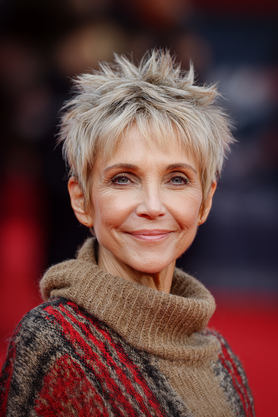 6. Ashblonde Pixie (kurze, stachelige Frisuren für Frauen über 60) - kurze, stachelige Frisuren für Frauen über 60