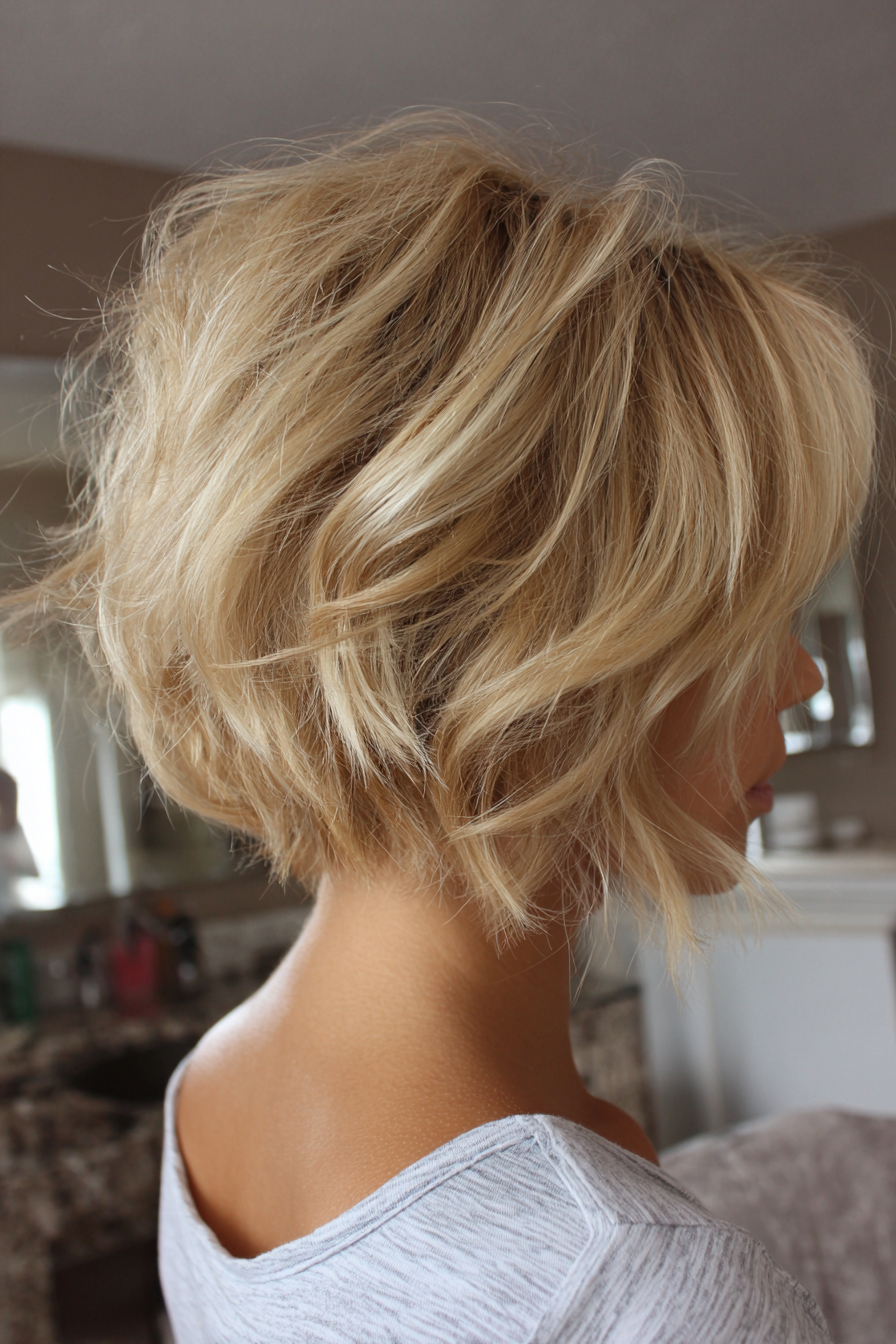 6. Butterblonder, geschichteter Bob (unordentliche blonde Frisuren) – unordentliche blonde Frisuren