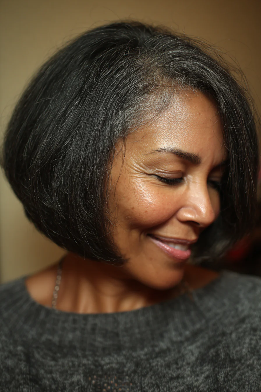 6. Kinnumspielender Bob in tiefem Naturschwarz (Bob-Frisuren für ältere Frauen) – Bob-Frisuren für ältere Frauen