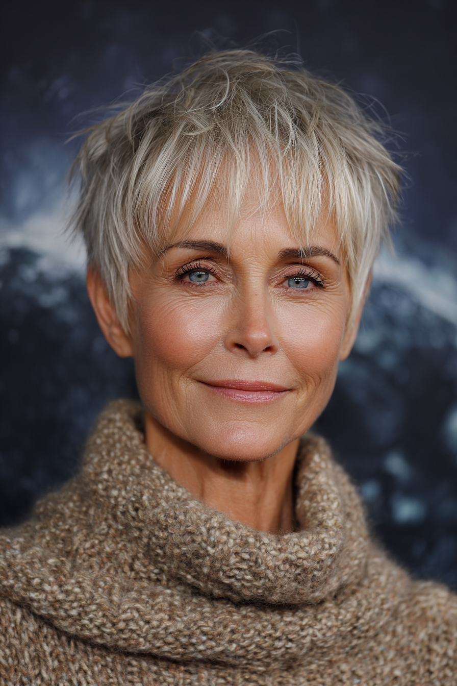 6. Choppy Ash Blonde Pixie (Stufen-Pixie-Haarschnitte für Frauen über 60) – Stufen-Pixie-Haarschnitte für Frauen über 60