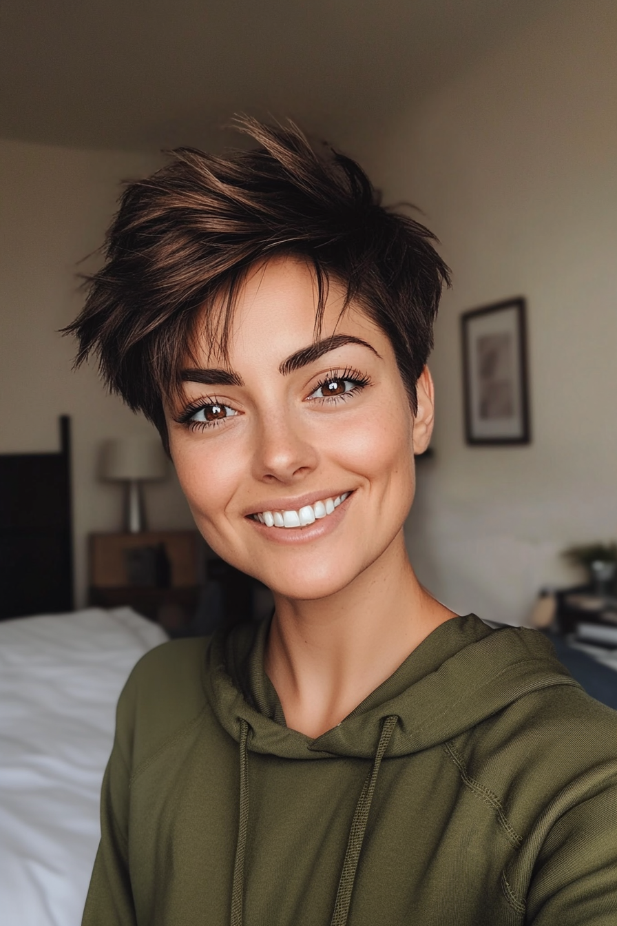 6. abgehackte Pixie in Espressobraun (kurze Pixie -Haarschnitte für feines dünnes Haar) - kurze Pixie -Haarschnitte für feines Ausdünnung Haare