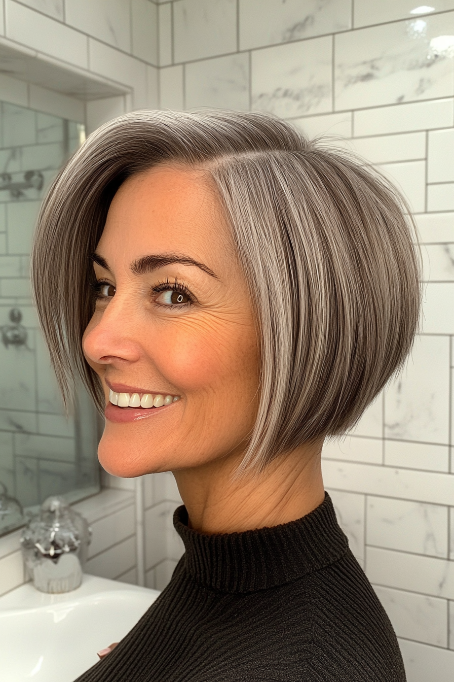 6. Klassiker Salz-und-Prepper-Unterkut-Bob (Unterkut-Frisuren für Frauen über 50)-Undercut Frisuren für Frauen über 50