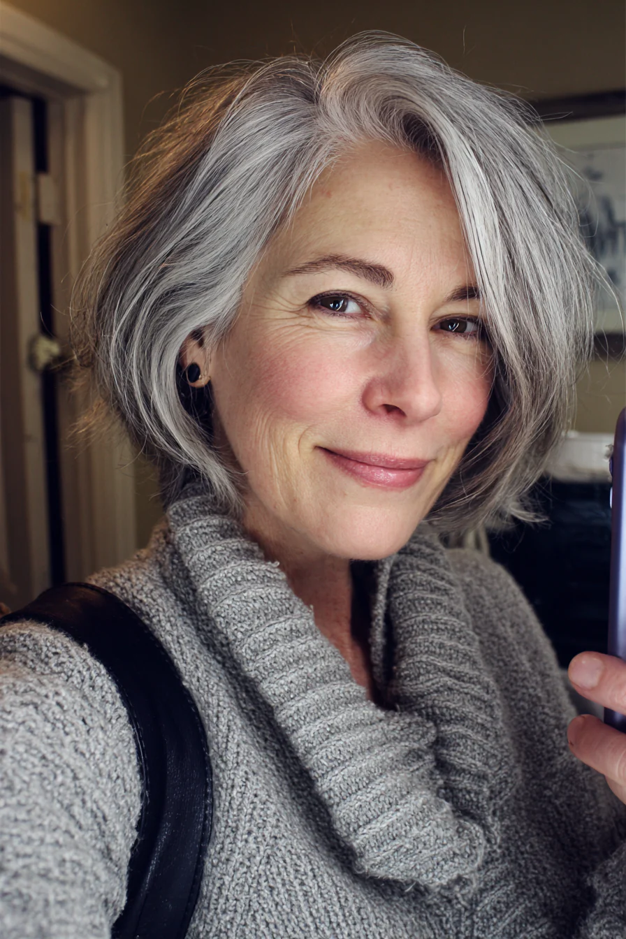 6. Kurze silberne Schichten (Frisuren für ältere Frauen mit dünnem Haar) – Frisuren für ältere Frauen mit dünnem Haar