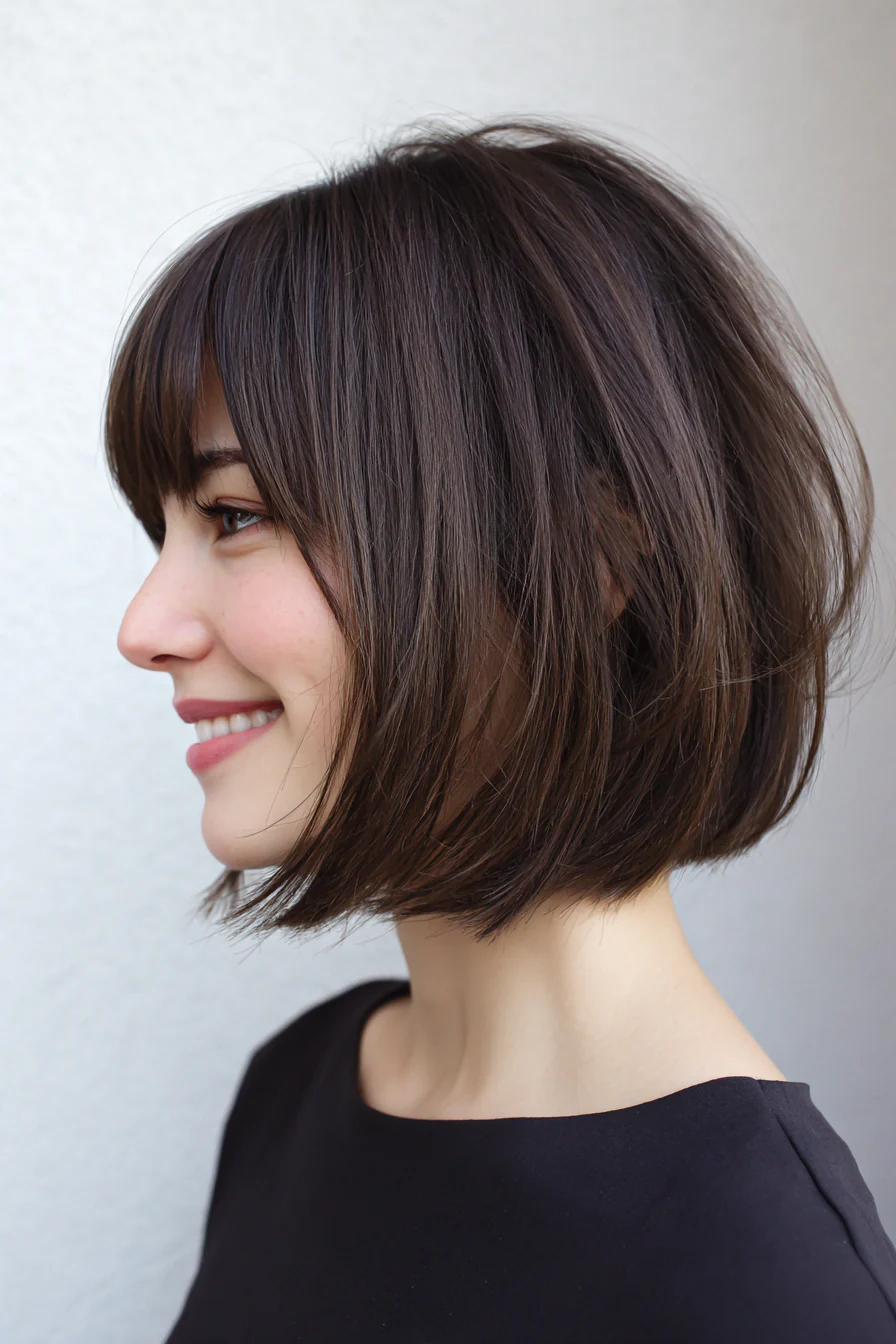 6. Dunkelbrauner Undone Curtain Bob (Gerade Grunge-Frisuren) – Gerade Grunge-Frisuren