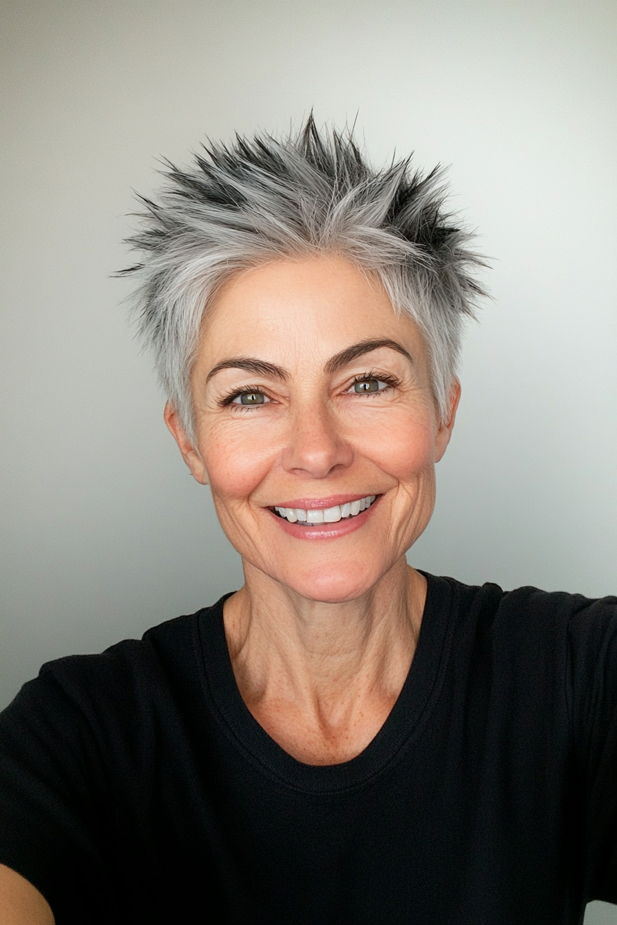 6. nervöse Salz- und Pike-Pixie (kurze Spiky-Frisuren für ältere Frauen)-kurze, stachelige Frisuren für ältere Frauen