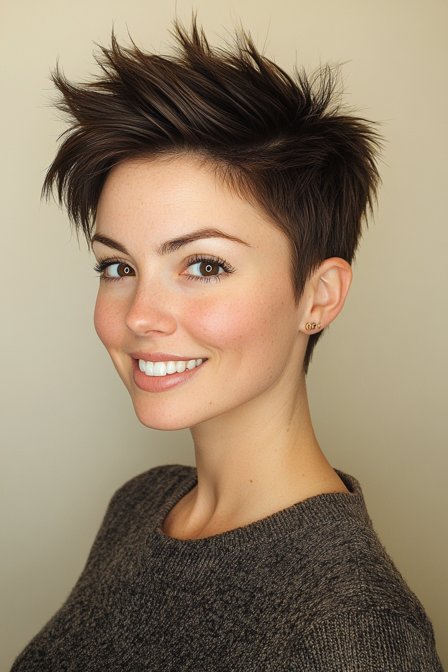 6. Espresso Short Spiky Faux Hawk (Faux Hawk Haircuts for Women) - Faux Hawk Haircuts für Frauen