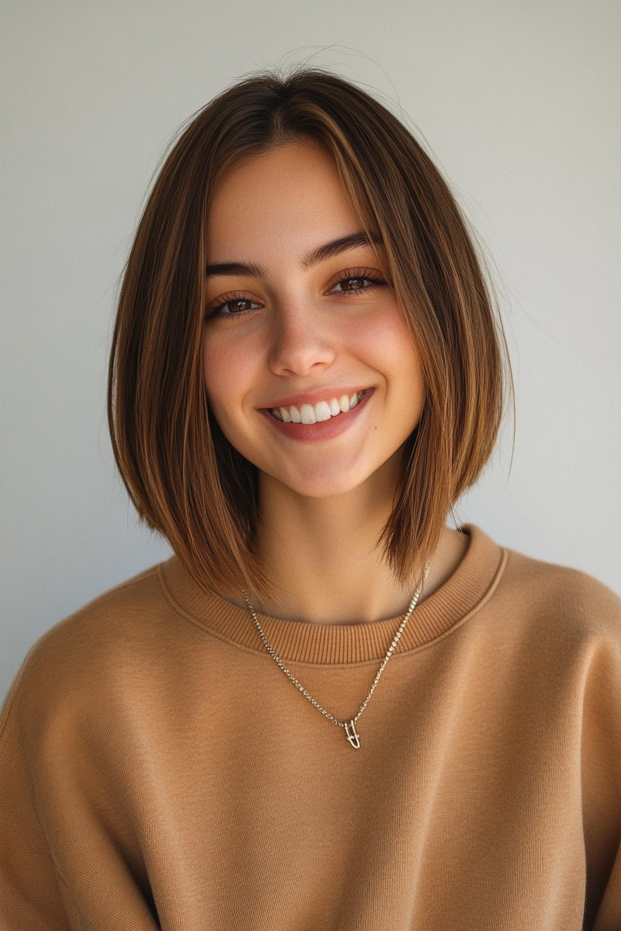 6. Französisch inspirierte weiche Bob in Zimtbraun (Haarbeinlänge) - Haarbeine mit Trottel