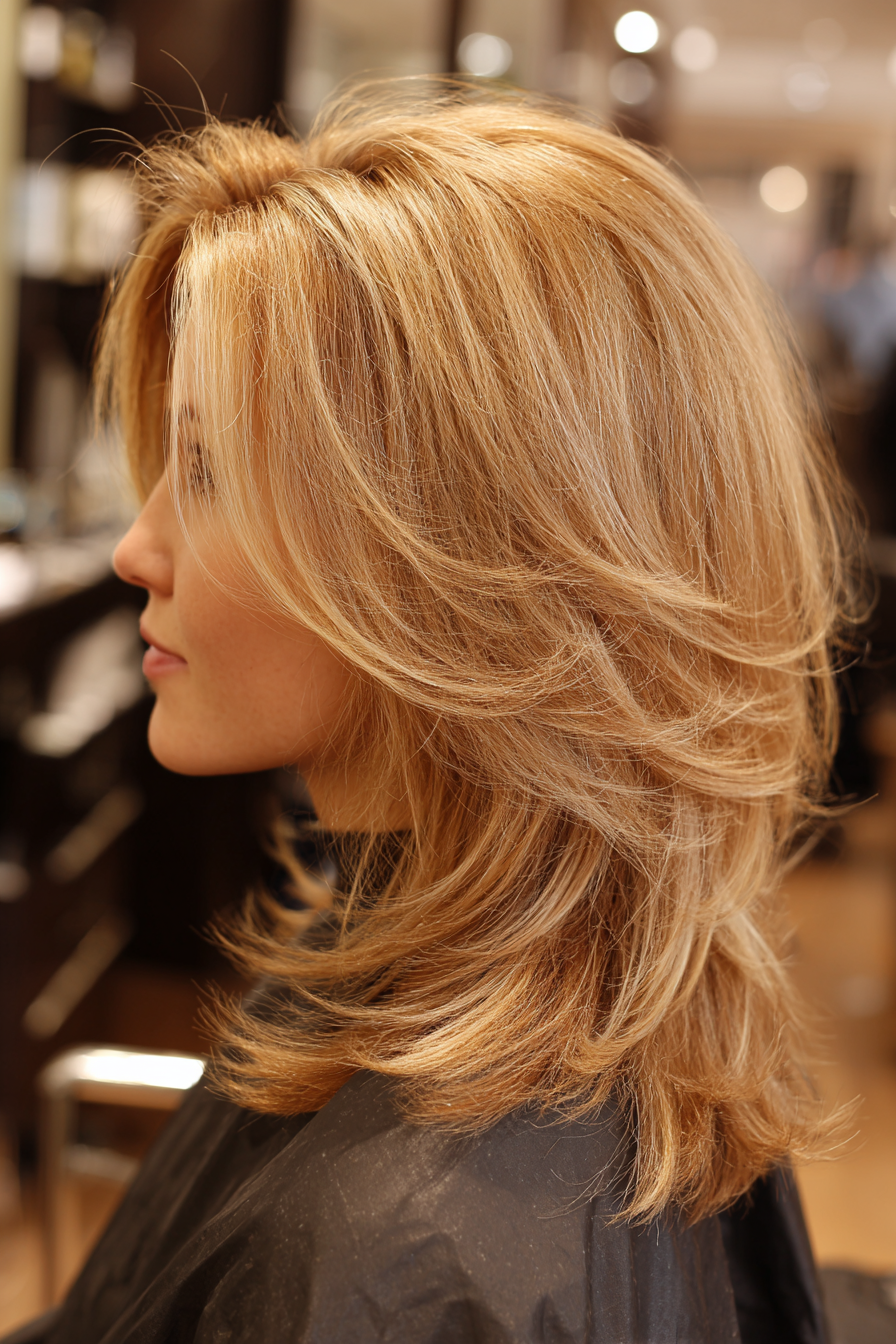 6. Goldblonder Midi-Schnitt (geschichtete, unordentliche Haarschnitte) – geschichtete, unordentliche Haarschnitte