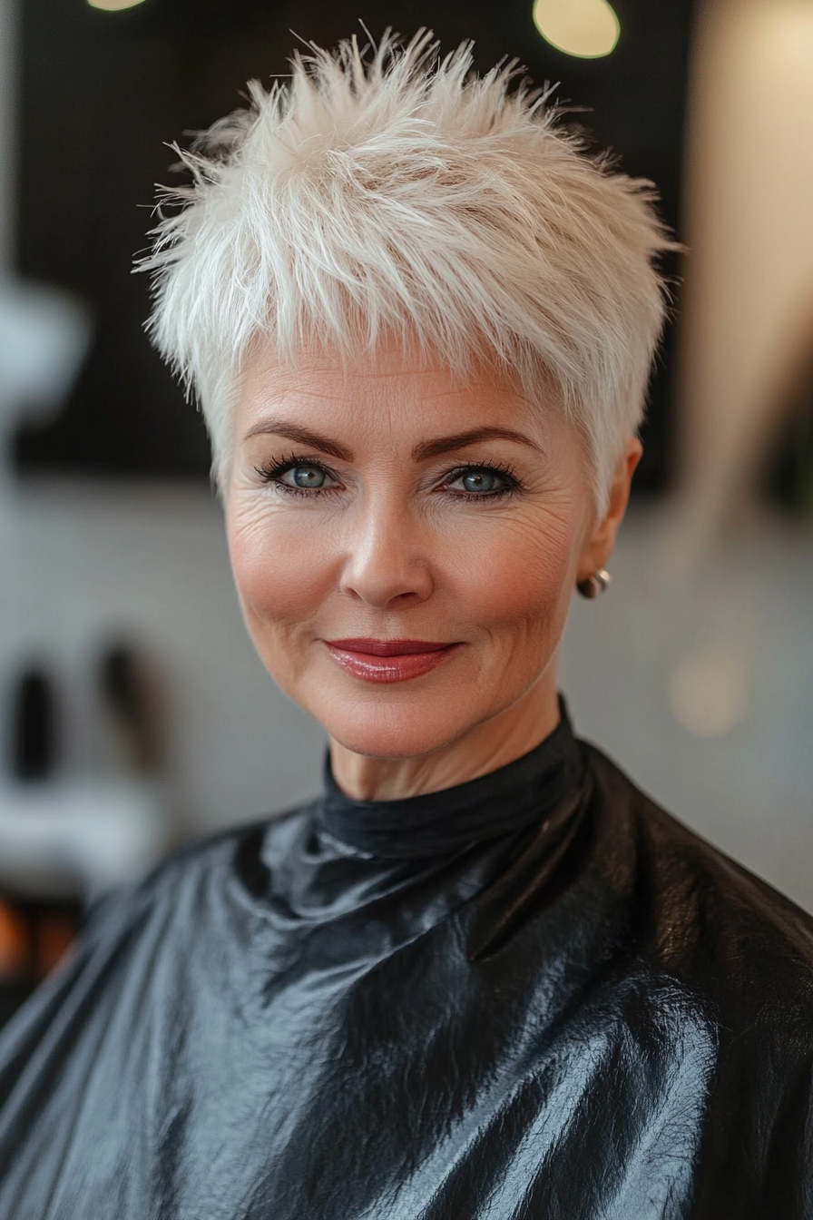 6. eisige blonde sich verjüngte Stachelernte (Spiky Short Haircuts für Frauen über 60) - Spiky Short Haircuts für Frauen über 60