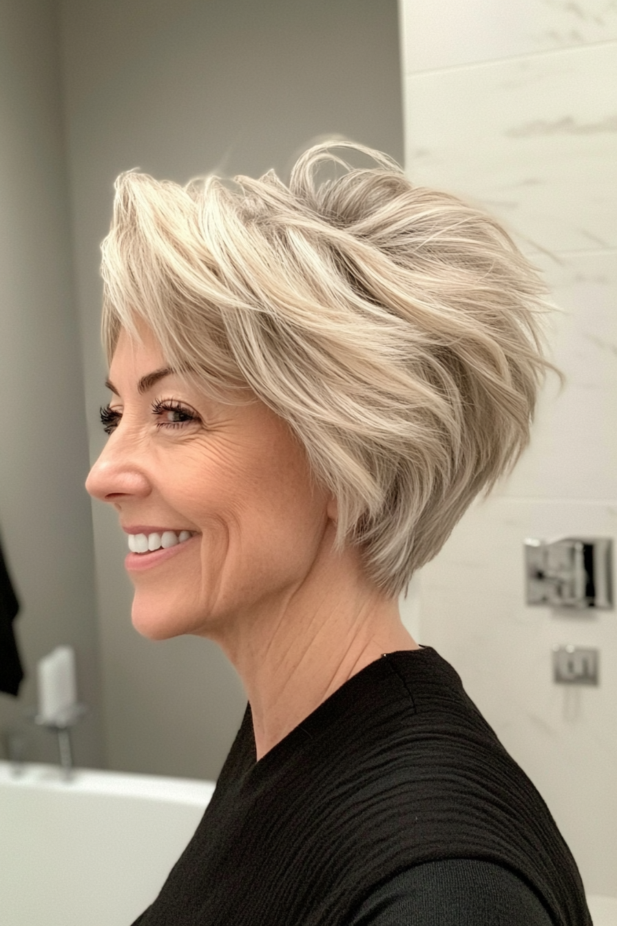 6. eisige blonde strukturierte Pixie (elegante kurze Frisuren für ältere Frauen) - Elegante kurze Frisuren für ältere Frauen