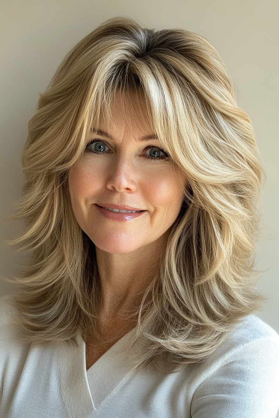 6. Layered Honey Blonde Shag (zottelige Frisuren für Frauen über 50) - Shaggy Frisuren für Frauen über 50