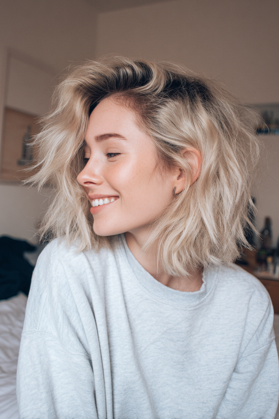 6. mit mittlerer Länge geschnitten mit sandigen blonden Tönen (mittelgroße Haarschnitte für feines Haar) - mittelgroße Haarschnitte für feines Haar