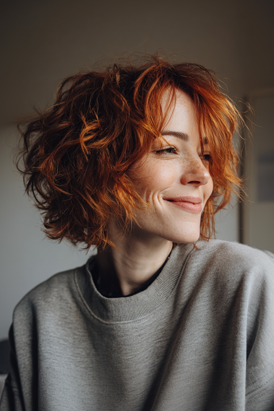 6. Messy Shag mit kastrischen Schichten (kantige Haarschnitte für ältere Frauen) - nervöse Haarschnitte für ältere Frauen