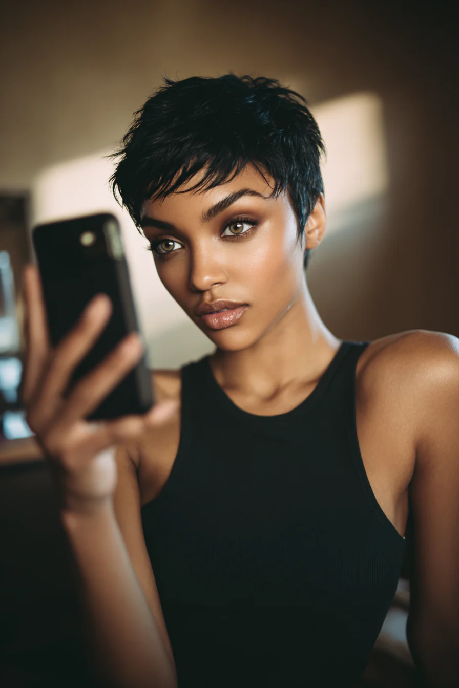 6. Rasiermessergeschnittener Pixie in Tiefschwarz (Pixie-Haarschnitte) – Pixie-Haarschnitte