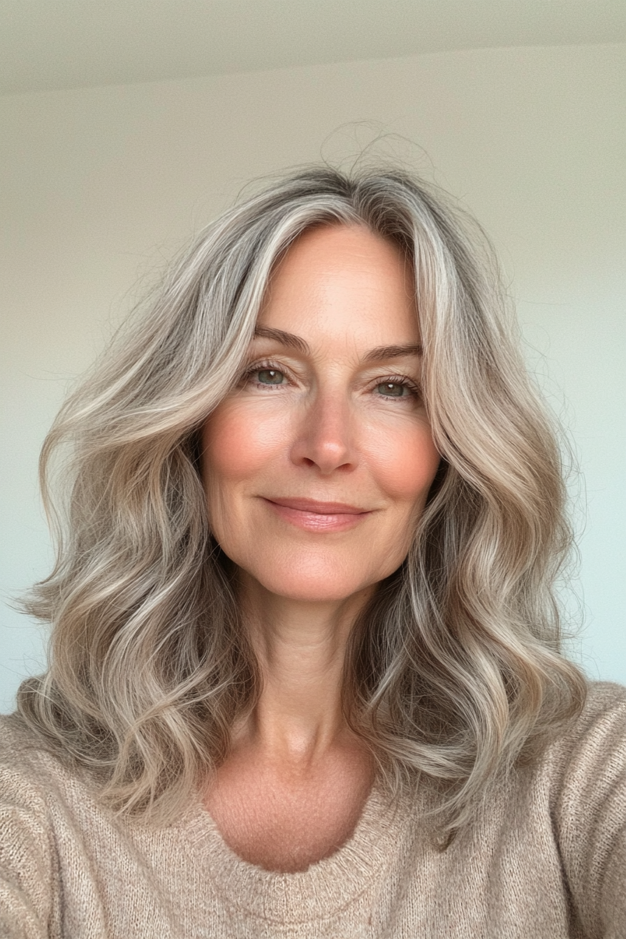 6. Sandy Blonde weiche Wellen (trendige Haarschnitte für Frauen über 40) - trendige Haarschnitte für Frauen über 40