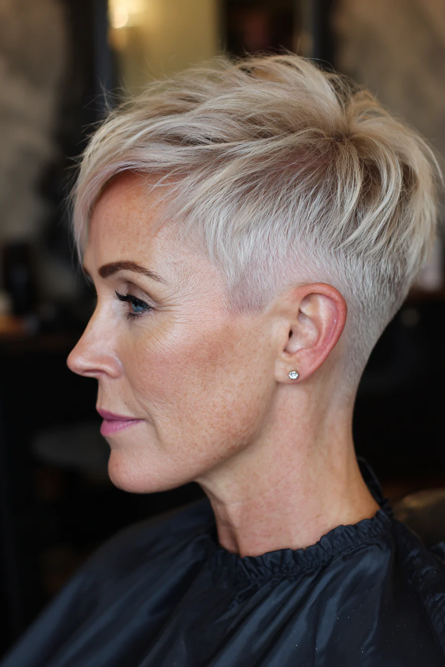 6. Sandy Blonde Undercut Pixie (Kurzhaarfrisuren für Frauen über 40 mit dünnem Haar) – Kurzhaarfrisuren für Frauen über 40 mit dünnem Haar