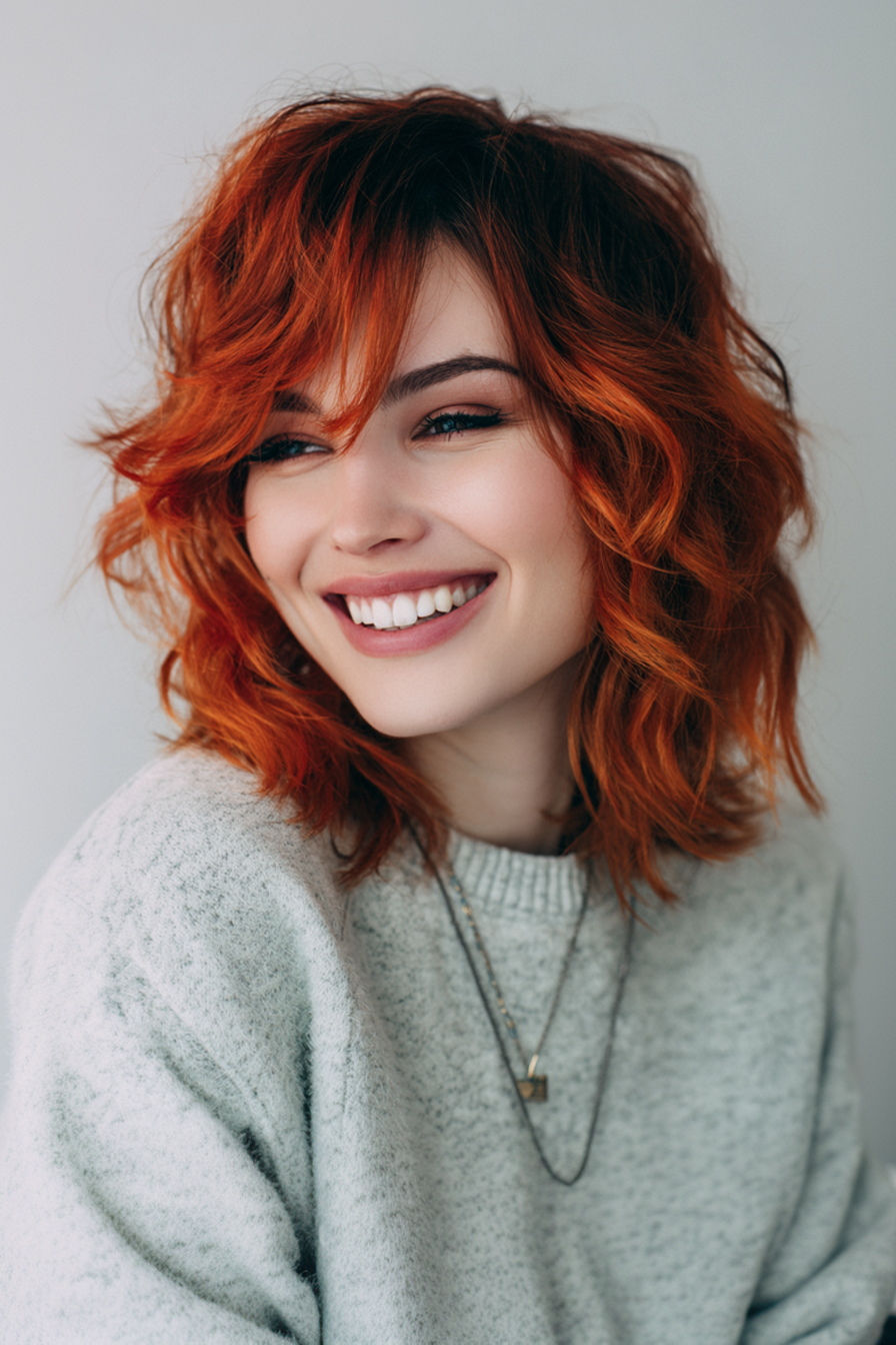 6. Shaggy -Schichten mit kupferroten Akzenten (geschichtete Haarschnitte für Frauen) - geschichtete Haarschnitte für Frauen