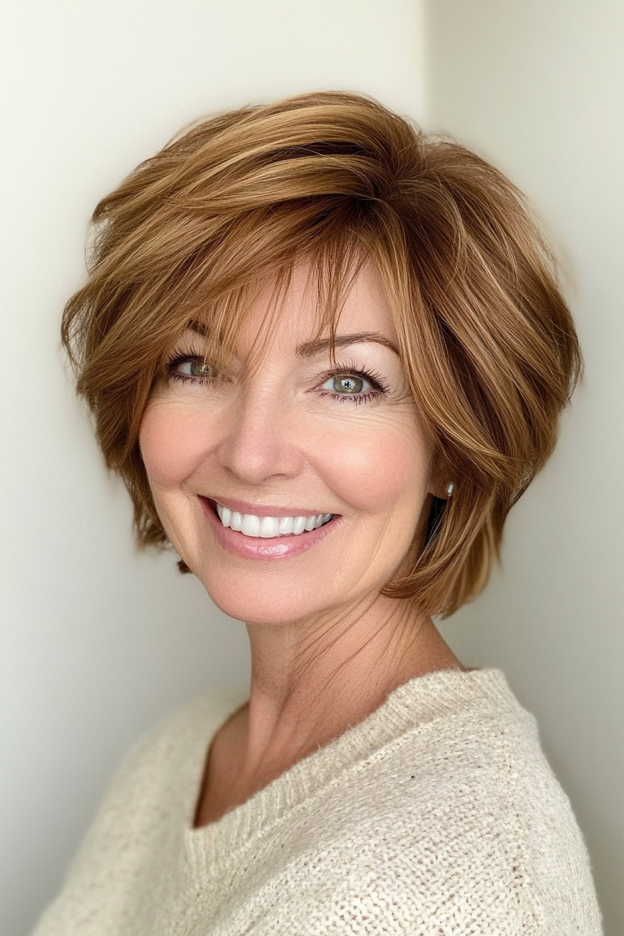 6. Kurzer Shag in Honigbraun (kurze freche Haarschnitte für ältere Frauen) - kurze freche Haarschnitte für ältere Frauen