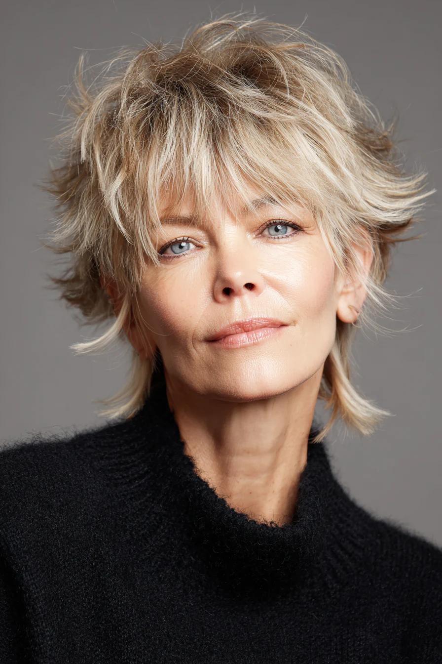 6. Kurzer Shag mit feinem Pony (kürzere Frisuren für Frauen über 60) – Kürzere Frisuren für Frauen über 60