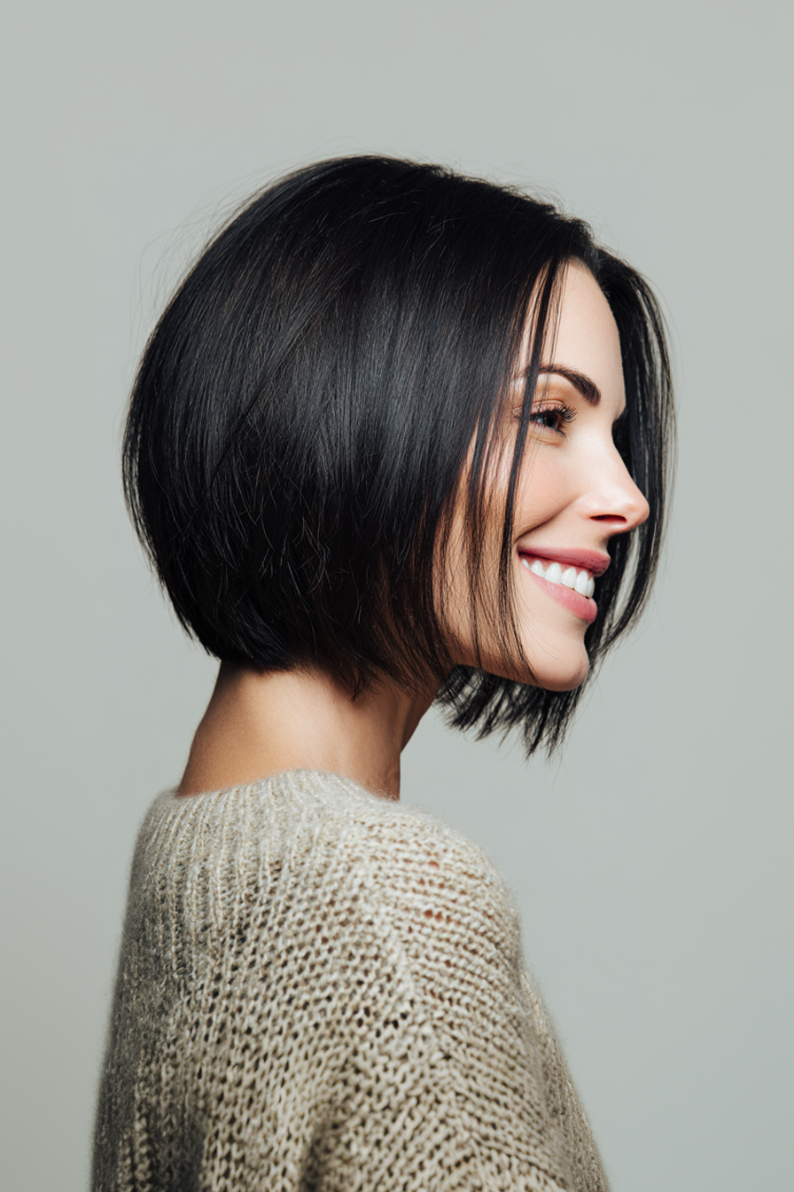 6. Bob in Rabentinte (Kinnlänge strukturierte Haarschnitte) - Kinnlänge strukturierte Haarschnitte