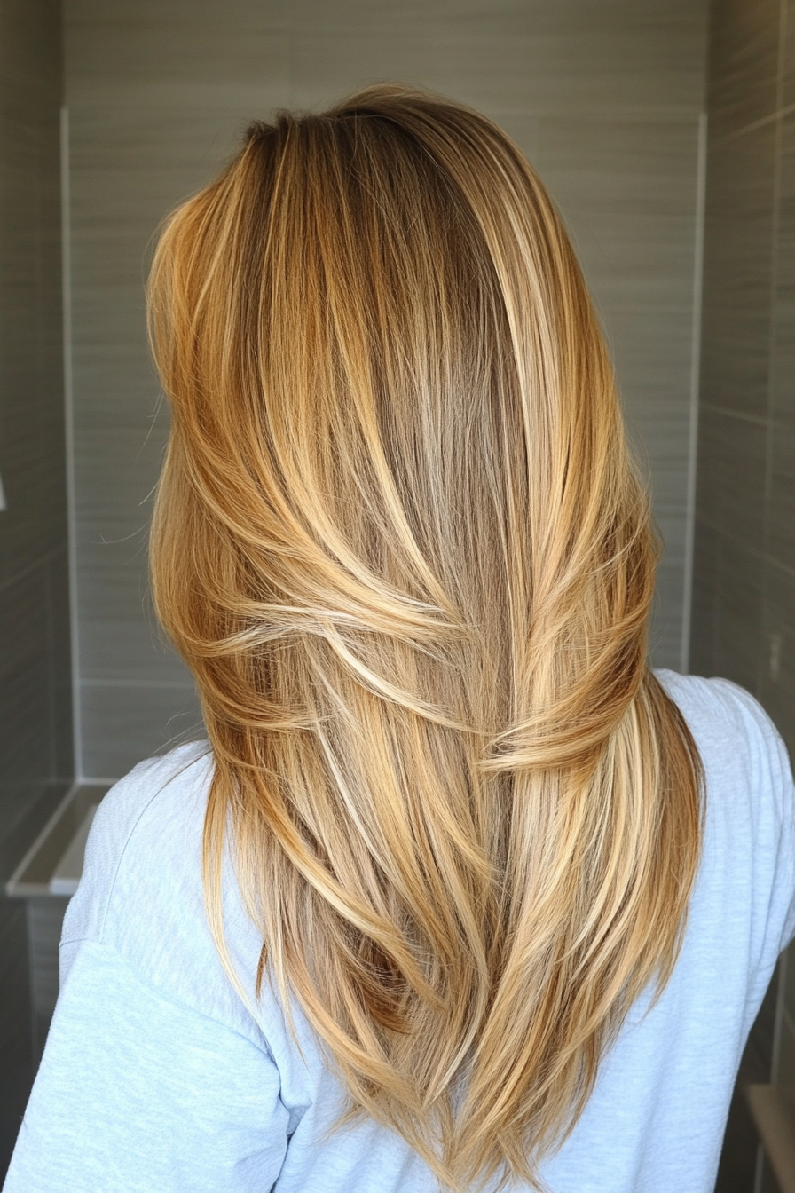 6. Straight Golden Blonde mit leichten Schichten (gerade Haarhaarschnitte) - glattes Haarhaarschnitte