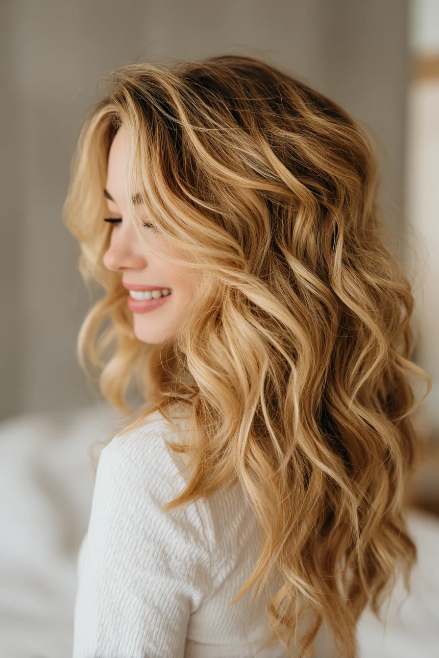 6. Welliger mittellanger Schnitt in Goldblond (Brautjungfernfrisuren) – Brautjungfernfrisuren