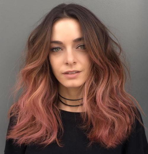 19 atemberaubende Beispiele für Roségold -Balayage Rosengold Ombre Haare