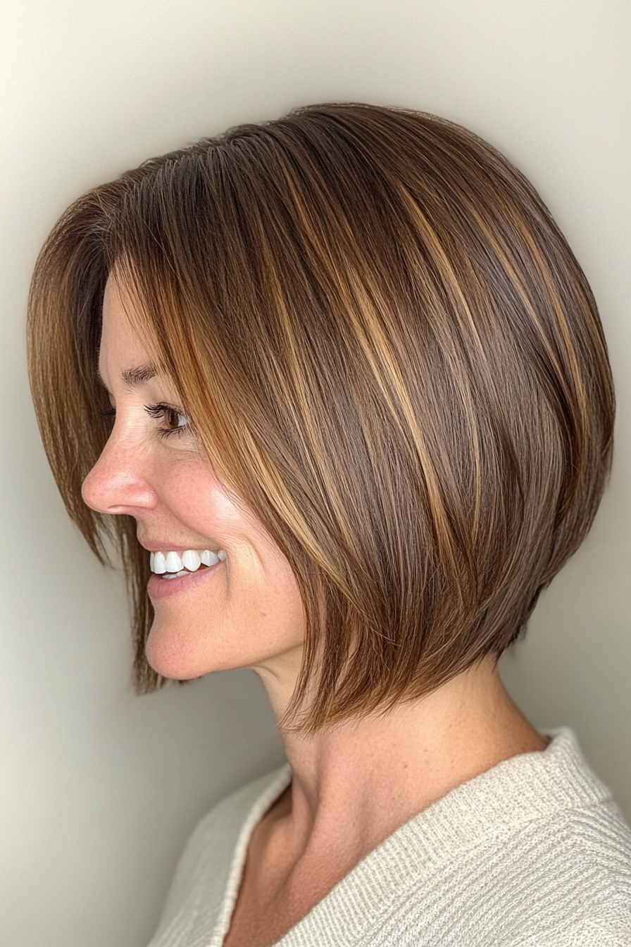 7. Kinnlänge Bob mit Karamellbraun (beste Haarschnitte für Frauen über 40) - beste Haarschnitte für Frauen über 40