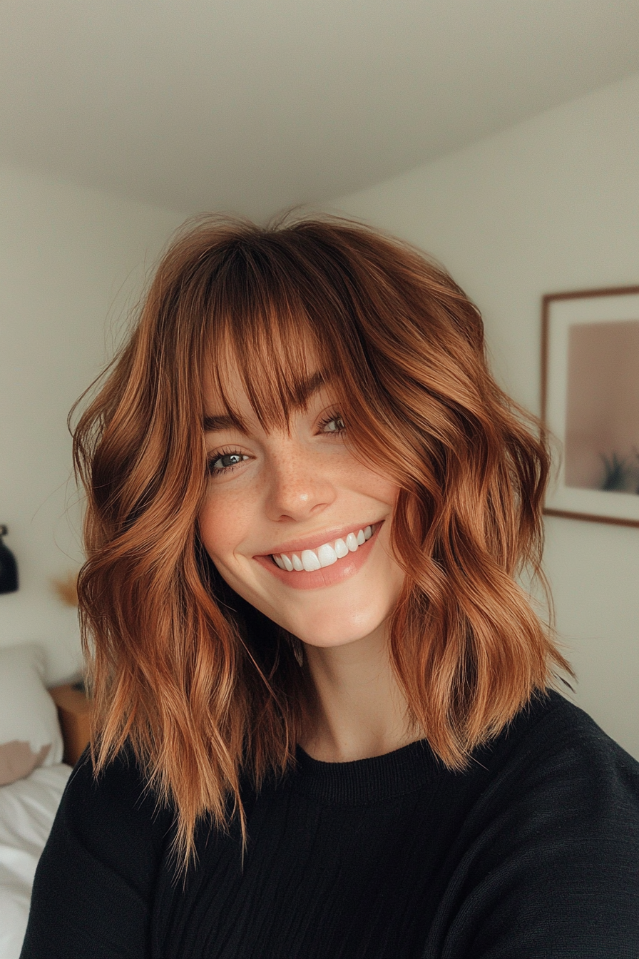 7. abgehacktes Lob mit Vorhangstichen in Auburn (abgehackte Haarschnitte) - abgehackte Haarschnitte