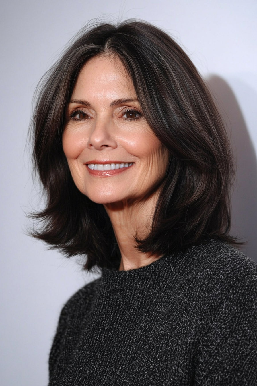 7. Collarbone -Länge -strukturierter LOB in coolem Dunkelbraun (Haarschnittideen für Frauen über 50) - Haarschnittideen für Frauen über 50