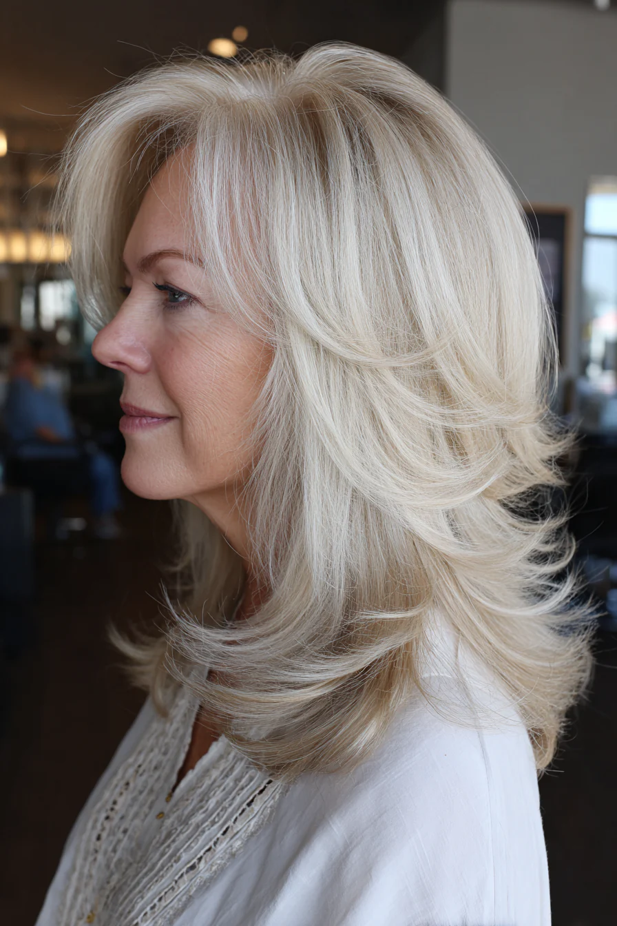 7. Cooler blonder Shag mit weichen, sich verjüngenden Schichten (Long Shag-Frisuren für Frauen über 50) – Long Shag-Frisuren für Frauen über 50