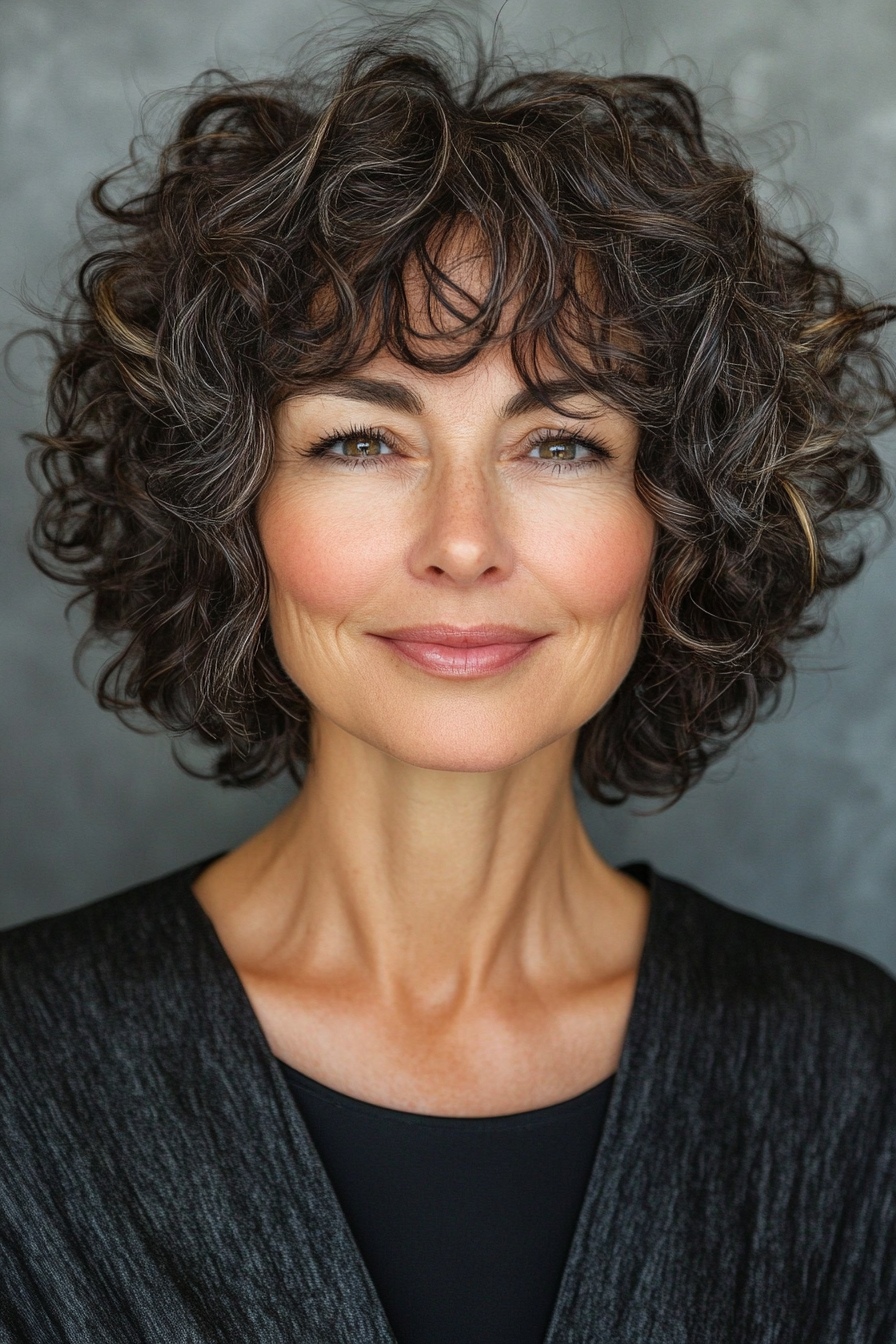 7. Espresso strukturierte Ernte (Haarschnitte für ältere Frauen mit lockigem Haar) - Haarschnitte für ältere Frauen mit lockigem Haar