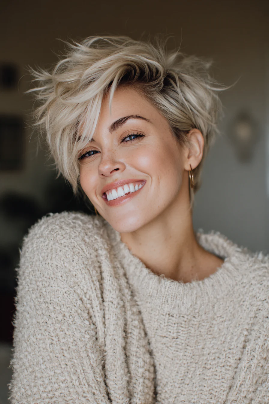 7. Gefiederter Pixie mit sanftem Aschblond (70er-Jahre-Frisuren für Frauen) – 70er-Jahre-Frisuren für Frauen