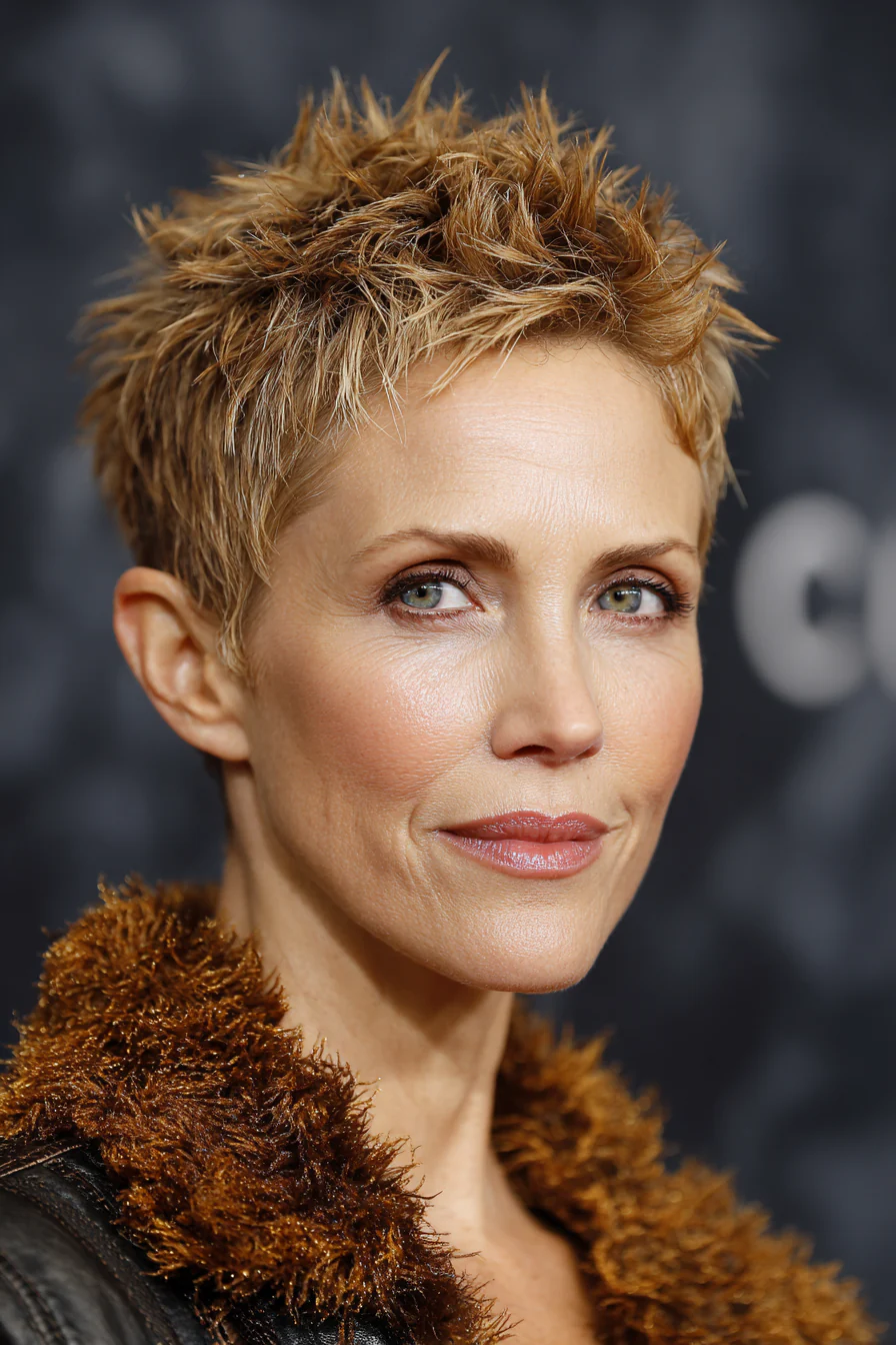 7. Golden Chestnut Short Shag Spike (Stachelige Haarschnitte für Frauen über 50) – Stachelige Haarschnitte für Frauen über 50