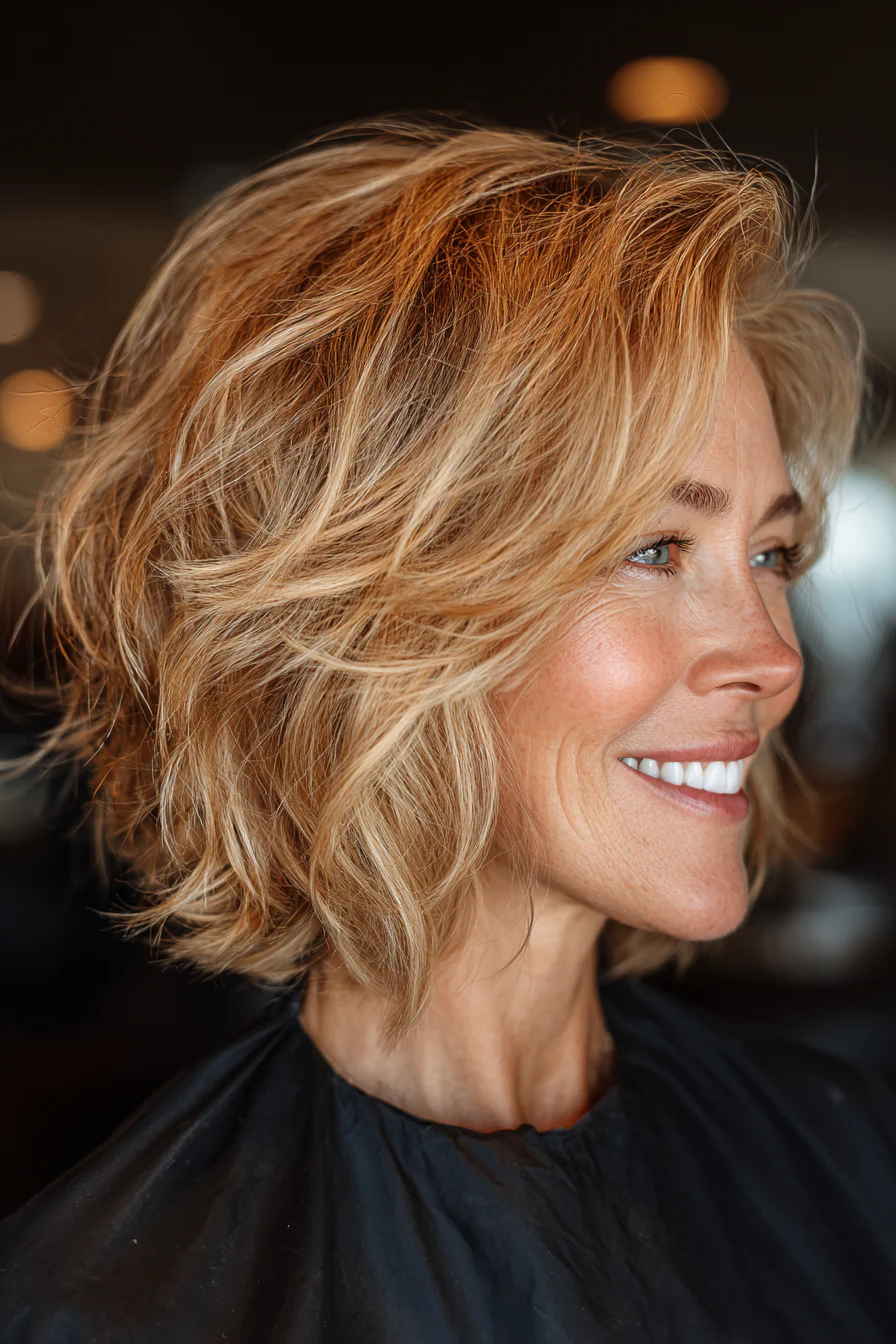 7. Honey Blonde Layered Lob (Trendfrisuren für Frauen über 60) – Trendfrisuren für Frauen über 60
