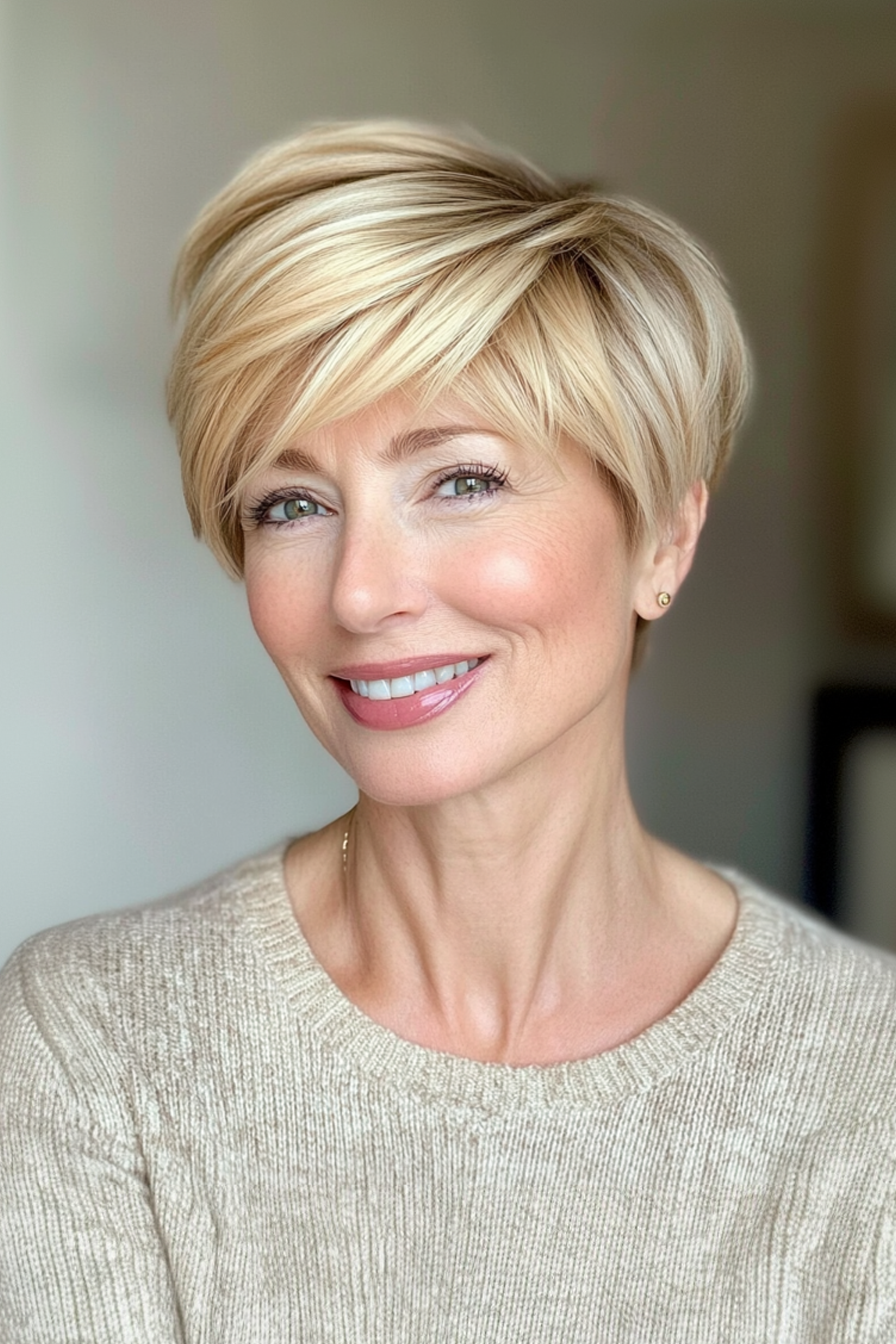 7. Honigblonde lange Pixie (lange Pixie -Haarschnitte für ältere Frauen) - lange Pixie -Haarschnitte für ältere Frauen