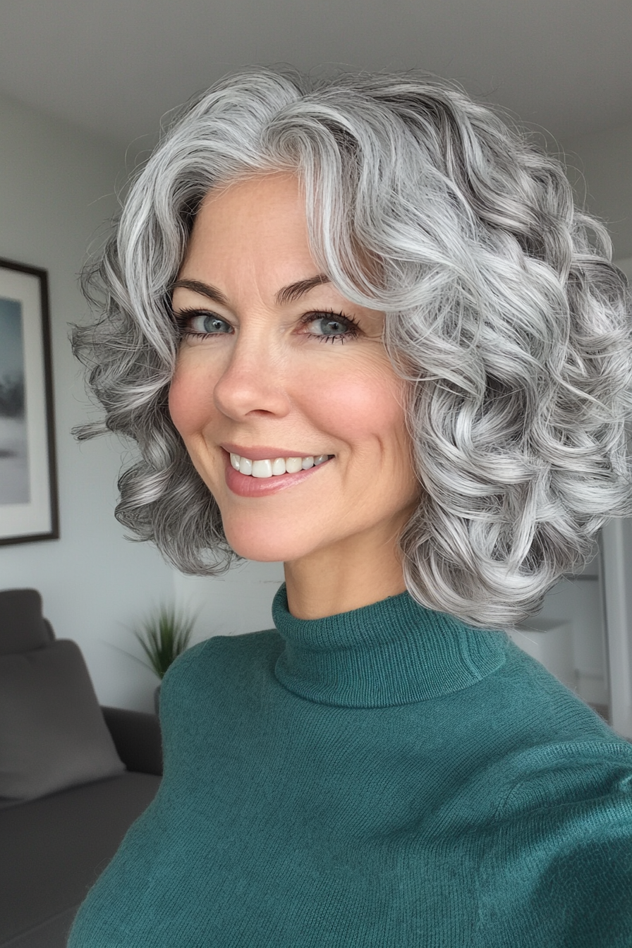 7. eisige graue Finger -Locken (kurze lockige Frisuren für Frauen über 50 mit grauem Haar) - kurze lockige Frisuren für Frauen über 50 mit grauen Haaren